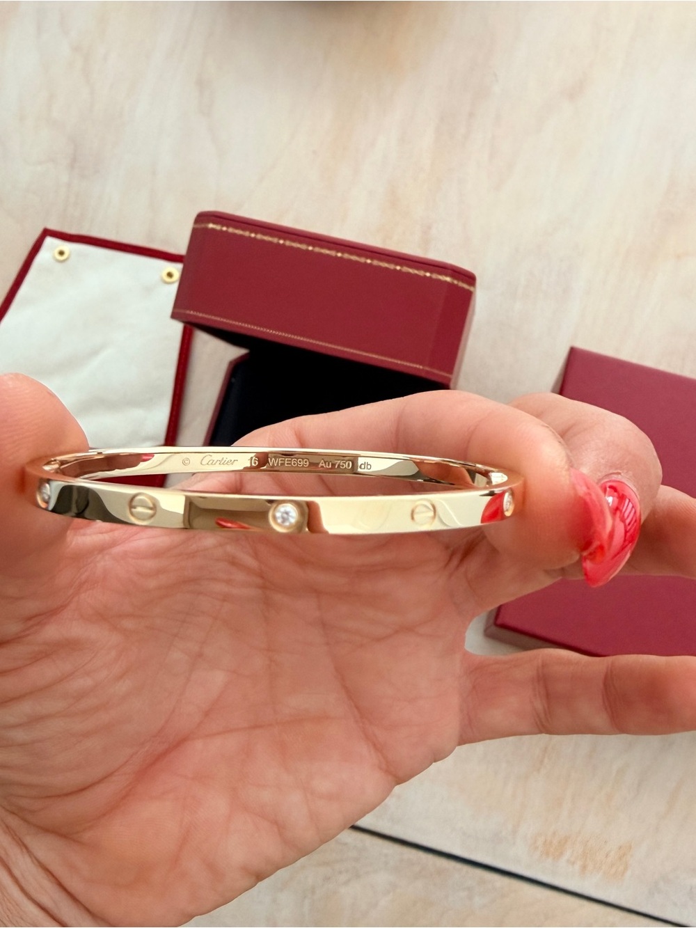 Cartier 18K Gold Diamond, Smal Love Bracelet with 6 diamonds - Yellow Gold